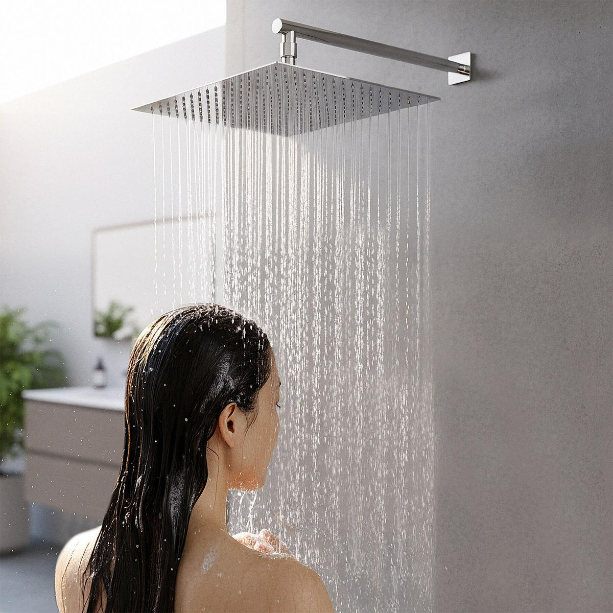 REGENDUSCHKOPF , 1/2 Zoll Gewinde, silber - Silberfarben, Metall (30/4.5/30cm) - tectake