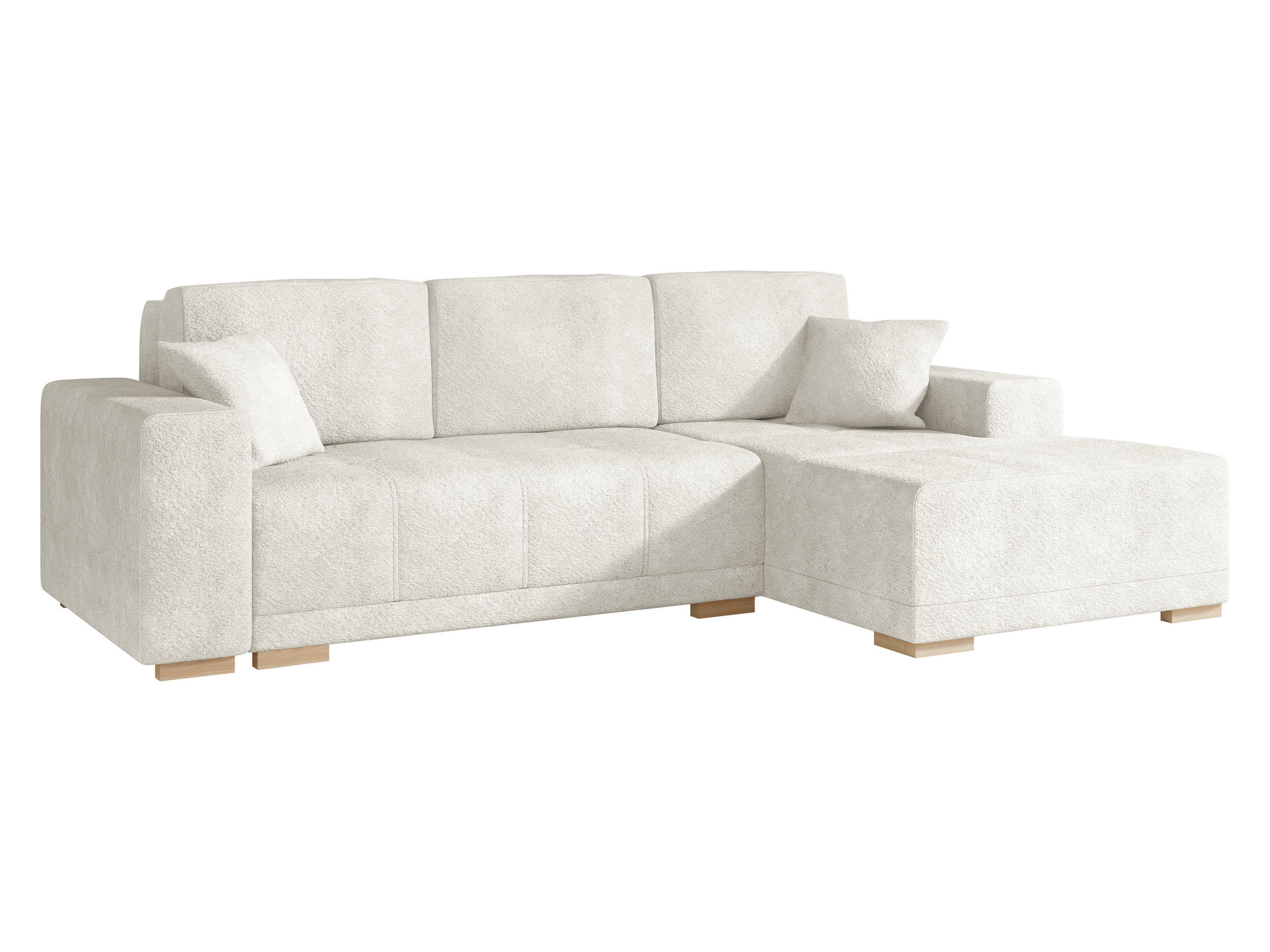 ECKSCHLAFSOFA Bello, Seite: Rechts - Creme/Naturfarben, Holz/Textil (140/240cm) - MIRJAN24