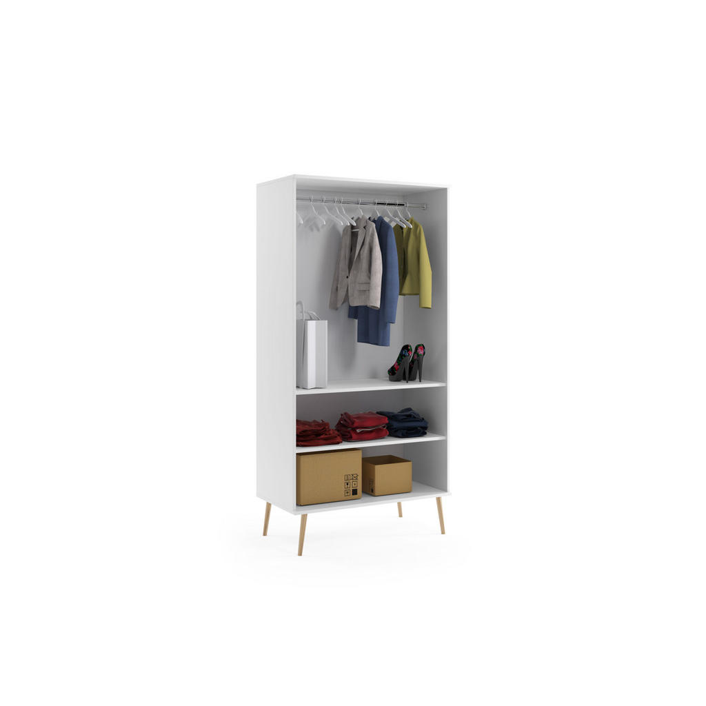 Thumbnail - Fedve Kleiderschrank, Weiß, Holz, 52x202x180 cm, Schlafzimmer, Kleiderschränke, Drehtürenschränke