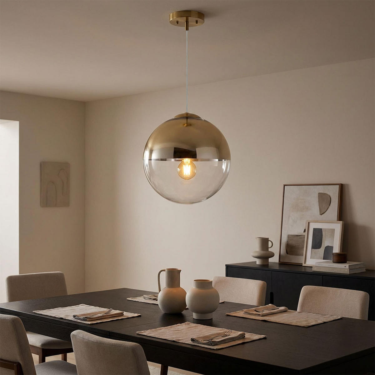 LED HÄNGELEUCHTE VARUS Gold Transparent - Goldfarben, Glas (33/33/120cm) - Globo Lighting