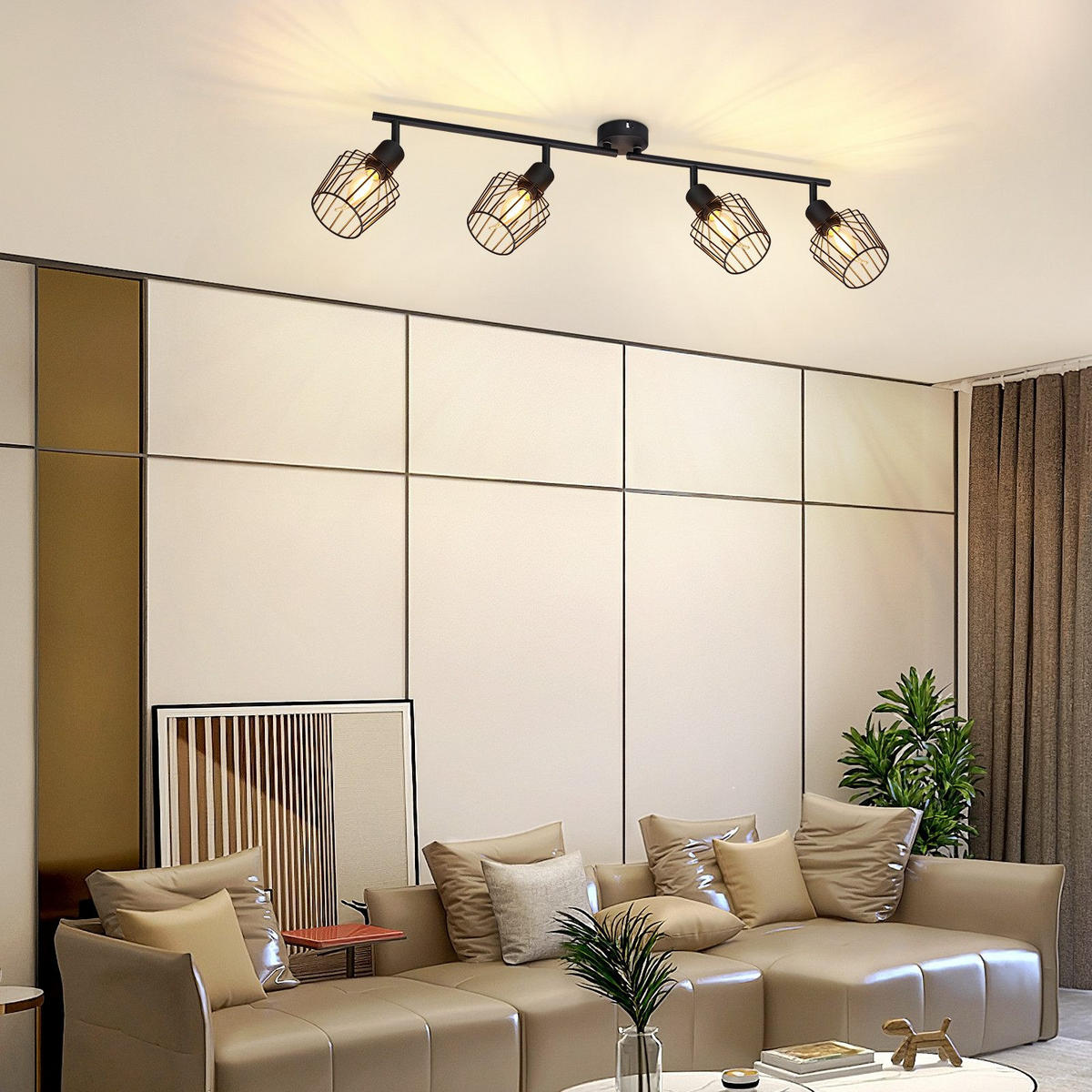 STRAHLER Franziska 4-flammig 75/24/10 cm - Schwarz, Metall (75/24/10cm) - Nettlife