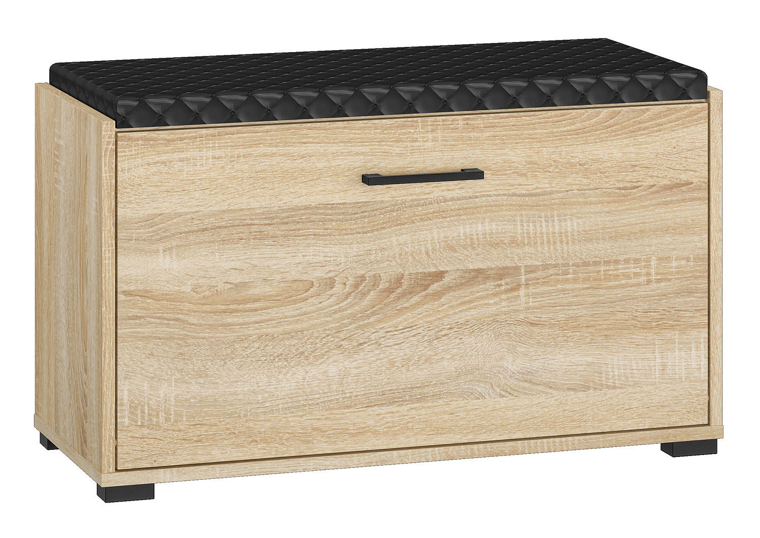 SCHUHBANK Caro Sonoma Eiche hell / schwarz 80 / 34 / 48cm - Schwarz/Braun, Holz/Holzwerkstoff (80/48/34cm) - Feldmann-Wohnen