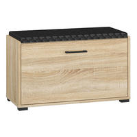 SCHUHBANK Caro Sonoma Eiche hell / schwarz 80 / 34 / 48cm - Schwarz/Braun, Holz/Holzwerkstoff (80/48/34cm) - Feldmann-Wohnen