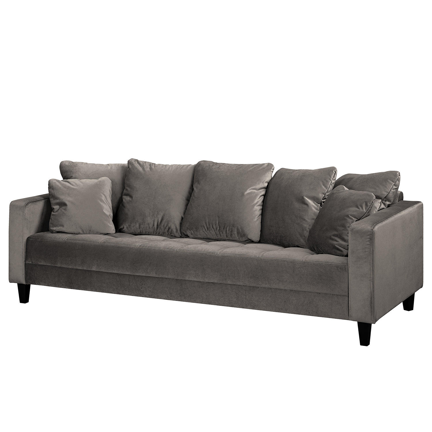 3-SITZER SOFA - Samt - Grau, Textil (228/85/90cm) - home24