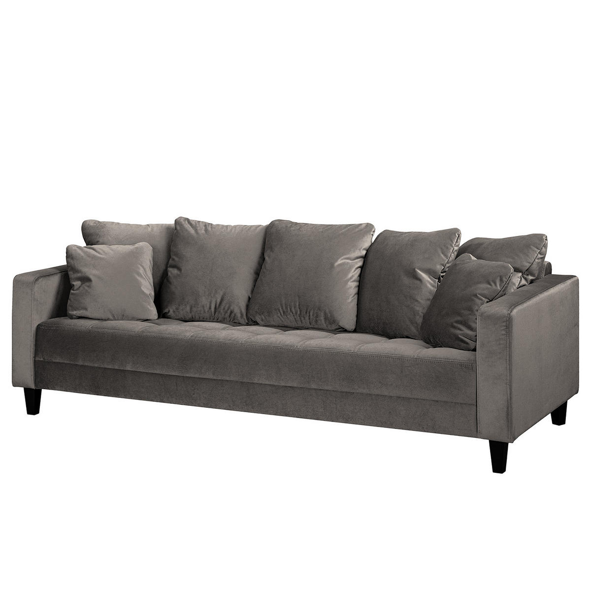 3-SITZER SOFA - Samt - Grau, Textil (228/85/90cm) - home24