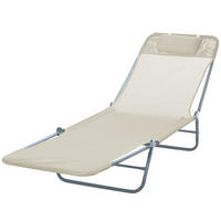 SONNENLIEGE Klappbare mit verstellbarer Rückenlehne und Kissen 182 x 56 x 24,5 cm - Beige, Metall (56/24.5/182cm) - Vallsero