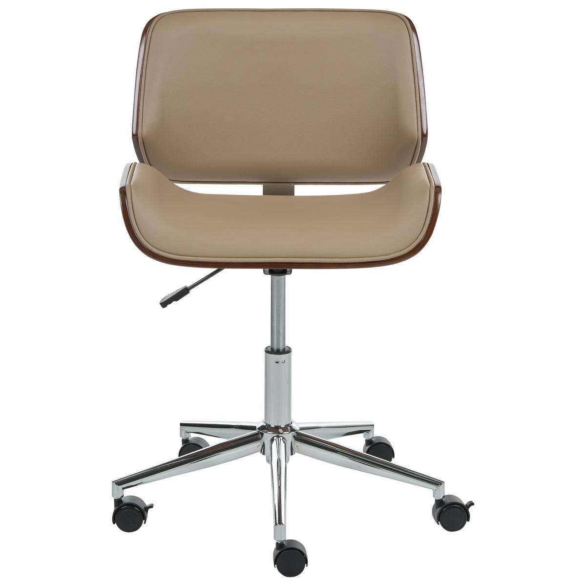 SCHREIBTISCHSTUHL Kunstleder Beige Totowa - Beige/Silberfarben, Kunststoff/Metall (54/77/39cm) - Beliani