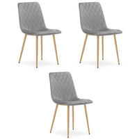 ESSZIMMERSTUHL 3-er Set TURIN hellgrauer Sitz, Beine in Holzfarbe - Eichefarben/Hellgrau, Textil (44.5/88.5/53cm) - Valora