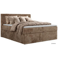 KONTINENTÁLNÍ POSTEL TILION 140/200 - Hnědá Manšestr - Topper T25 - H4 - černá/hnědá, textil/plast (140/200cm) - MKS