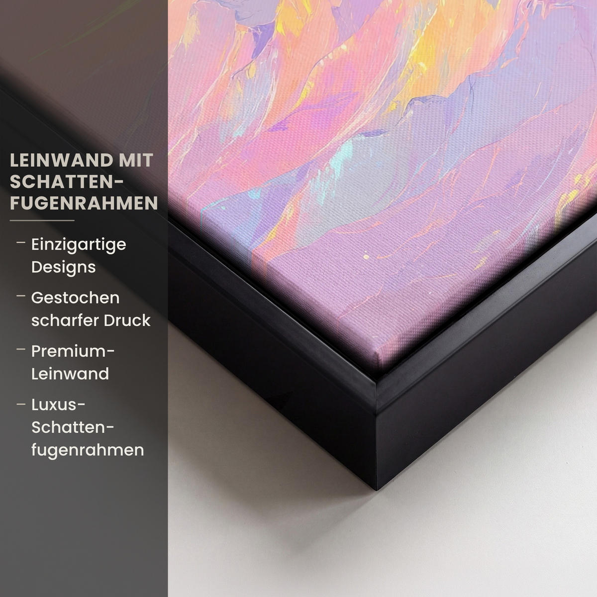 LEINWAND Bilder mit Rahmen - Berggipfel - Wolken - Verträumt - 20x20 - Hellrosa, Textil (20/20cm) - MuchoWow