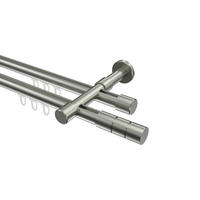 INNENLAUF-GARDINENSTANGEN-SET Prestige Elanto 100 cm, 2-läufig, 20 mm Ø Edelstahl-Optik - Edelstahlfarben, Metall (100cm) - INTERDECO