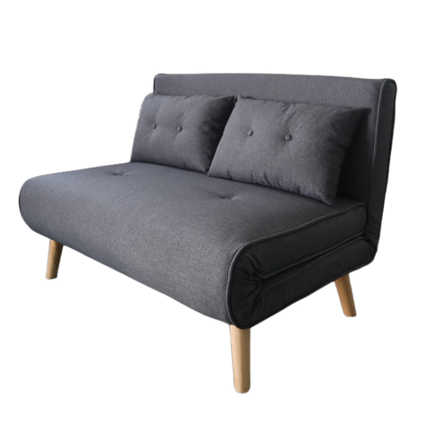 SCHLAFSOFA Doris Grau 2-Sitzer Stoff - Grau, Holzwerkstoff (120/79/80cm) - Concept Usine