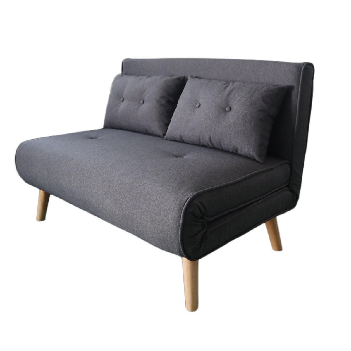 SCHLAFSOFA Doris Grau 2-Sitzer Stoff - Grau, Holzwerkstoff (120/79/80cm) - Concept Usine