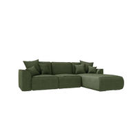 ECKSOFA GUSTO Cordstoff Olivgrün Rechts inkl. Schlaffunktion - Chromfarben/Olivgrün, Kunststoff/Textil (295/194cm) - 99rooms