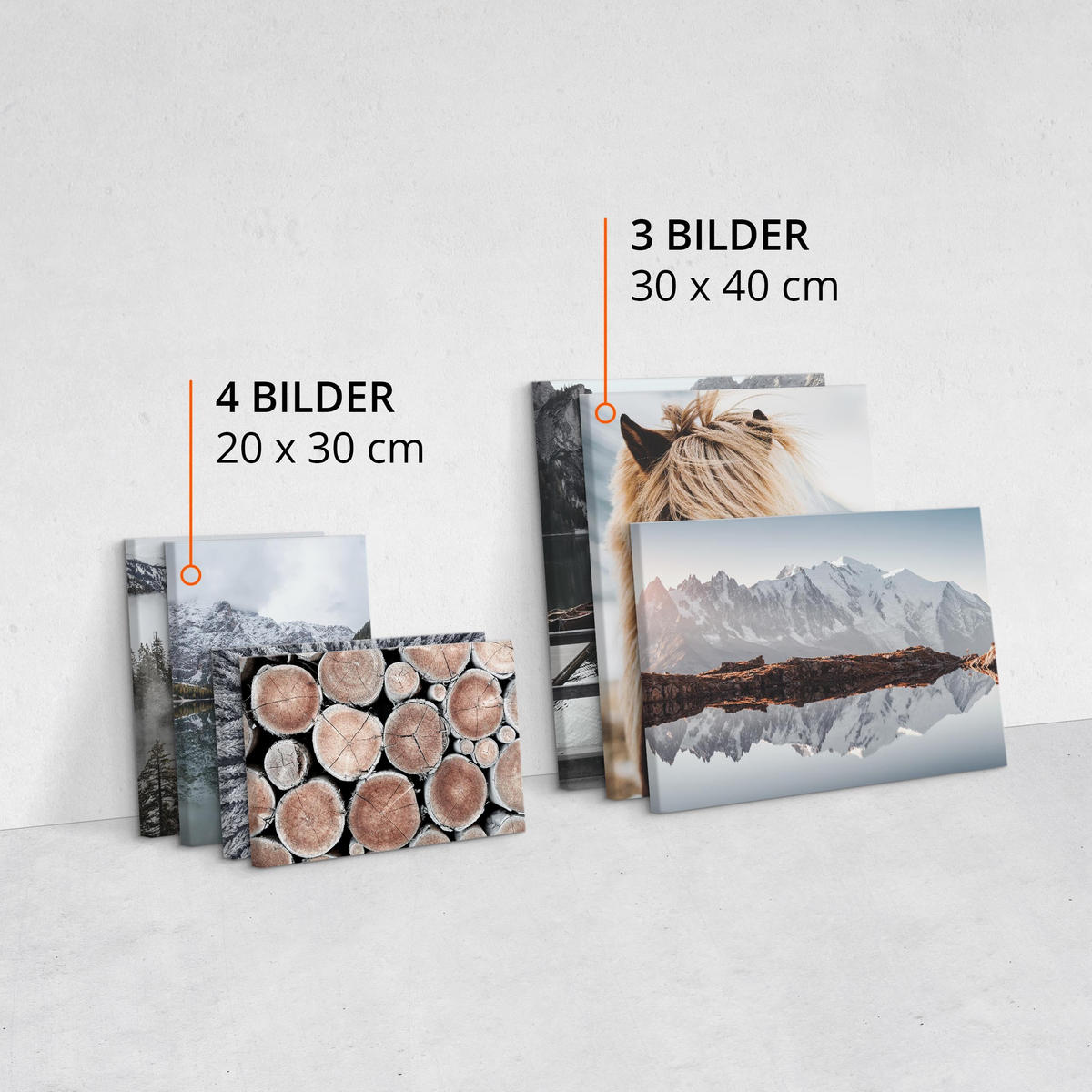 LEINWANDBILDER 7-er Set Landschaften 3D - Blau/Beige, Textil (110/80cm) - Muralo