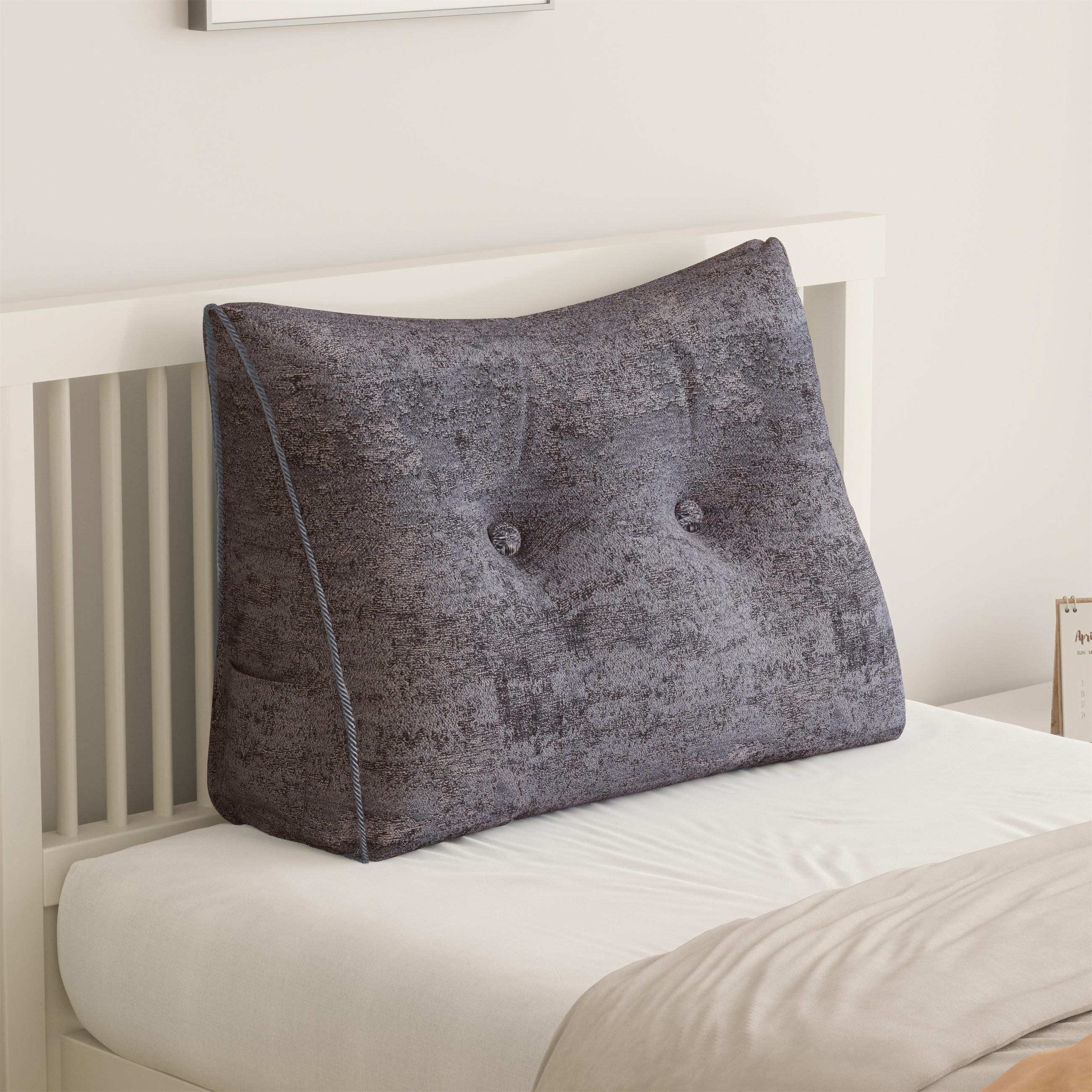 KEILKISSEN Samt Ergonomisches 60cm - Grau, Textil (20/60cm) - Vercart