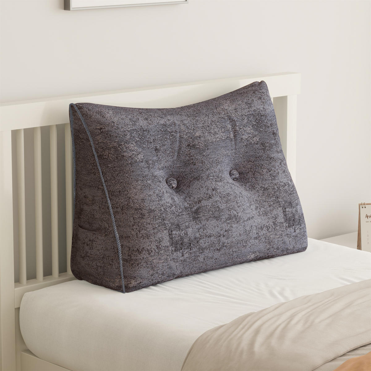 KEILKISSEN Samt Ergonomisches 60cm - Grau, Textil (20/60cm) - Vercart