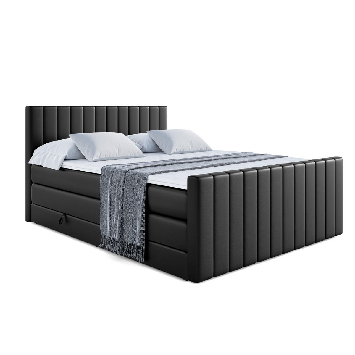 BOXSPRINGBETT EDITA-Z KING - 140x200 - H3/H4 - Schwarz Hochglanz - Schwarz Hochglanz, Holzwerkstoff (140/200cm) - ALTDECOR