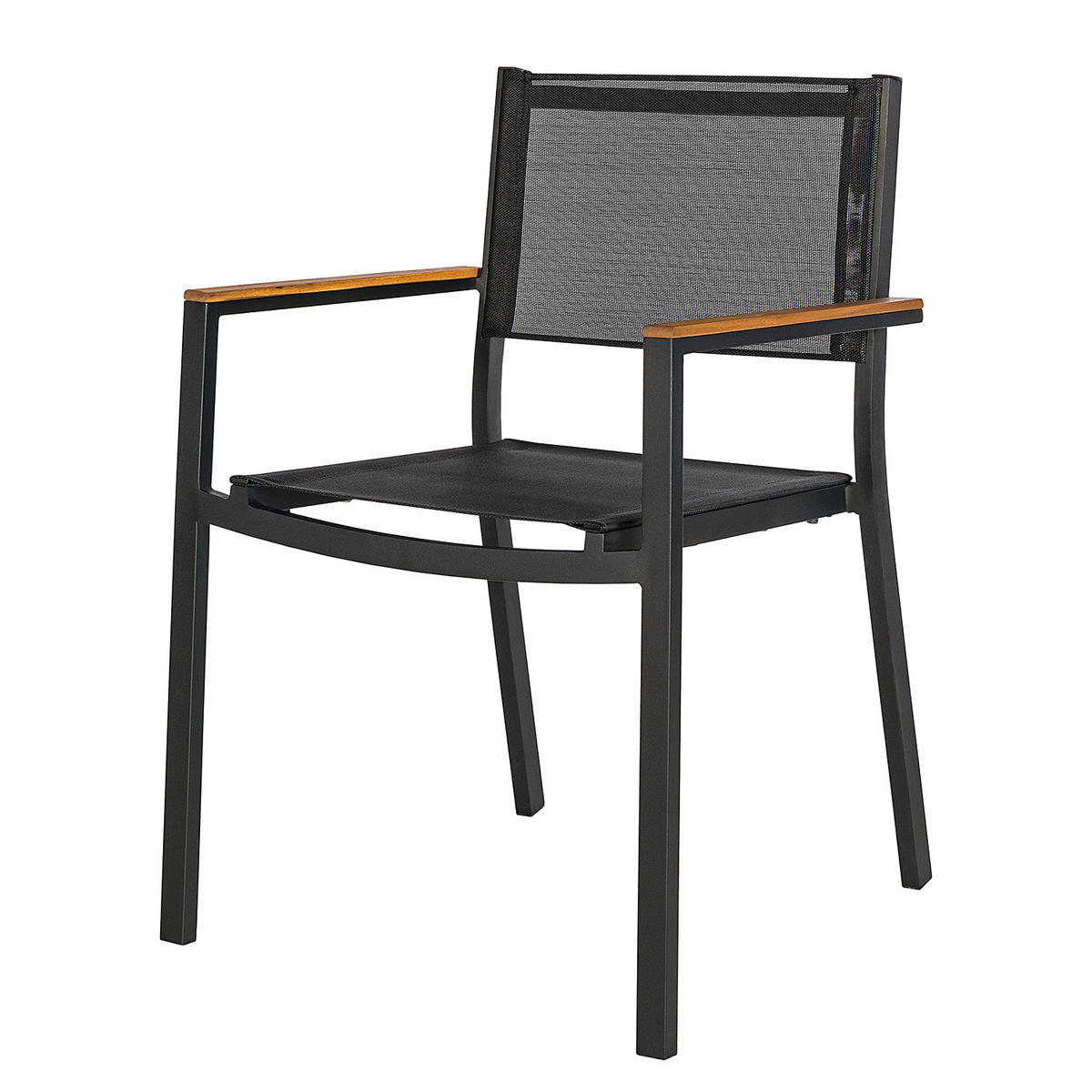 GARTENESSGRUPPE - Akazie massiv / Aluminium - Braun / Schwarz - 3-teilig - Schwarz/Braun, Holz/Textil - home24