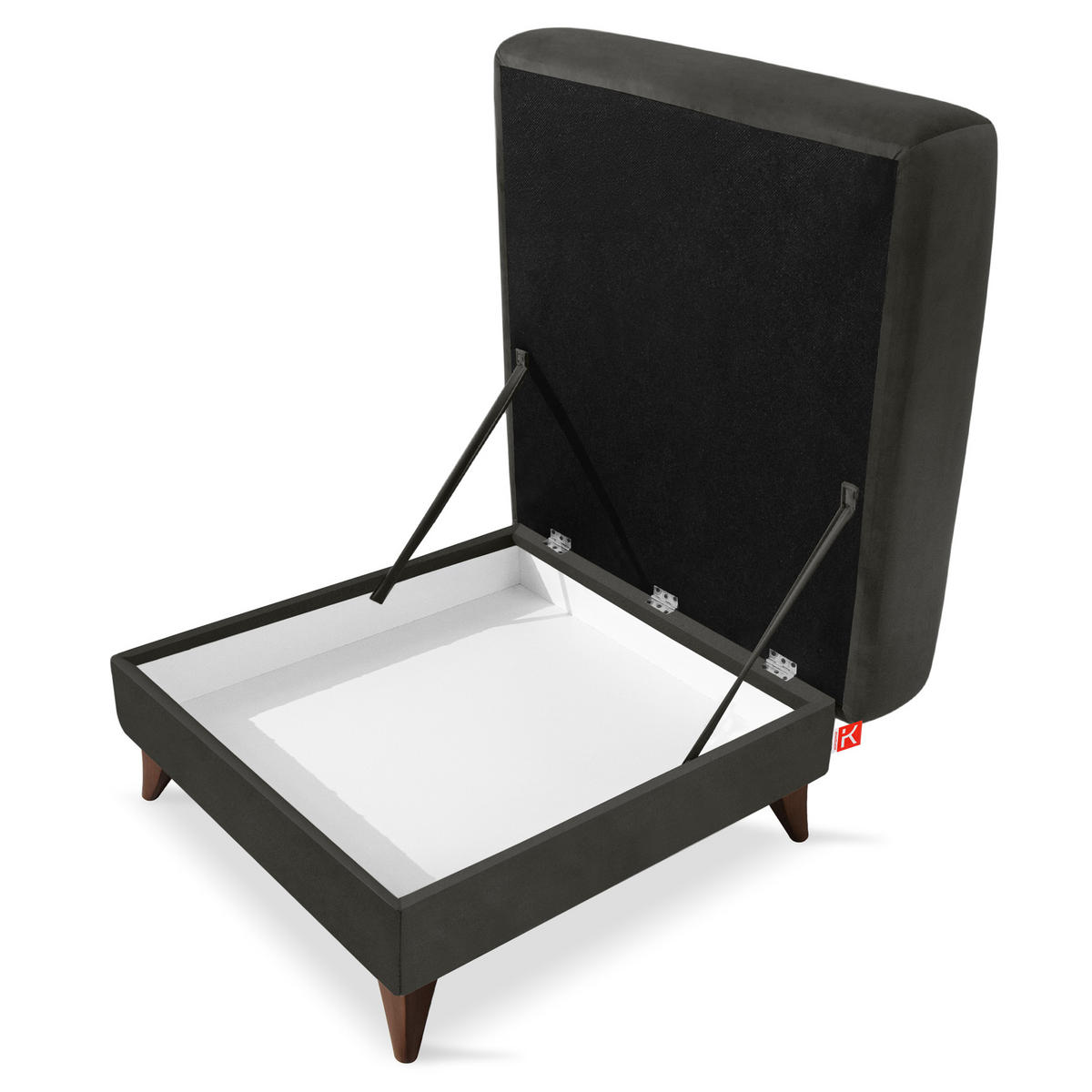 HOCKER GUSTAVO Velours, Anthrazit - Anthrazit, Holz/Holzwerkstoff (92/49/92cm) - KONSIMO®
