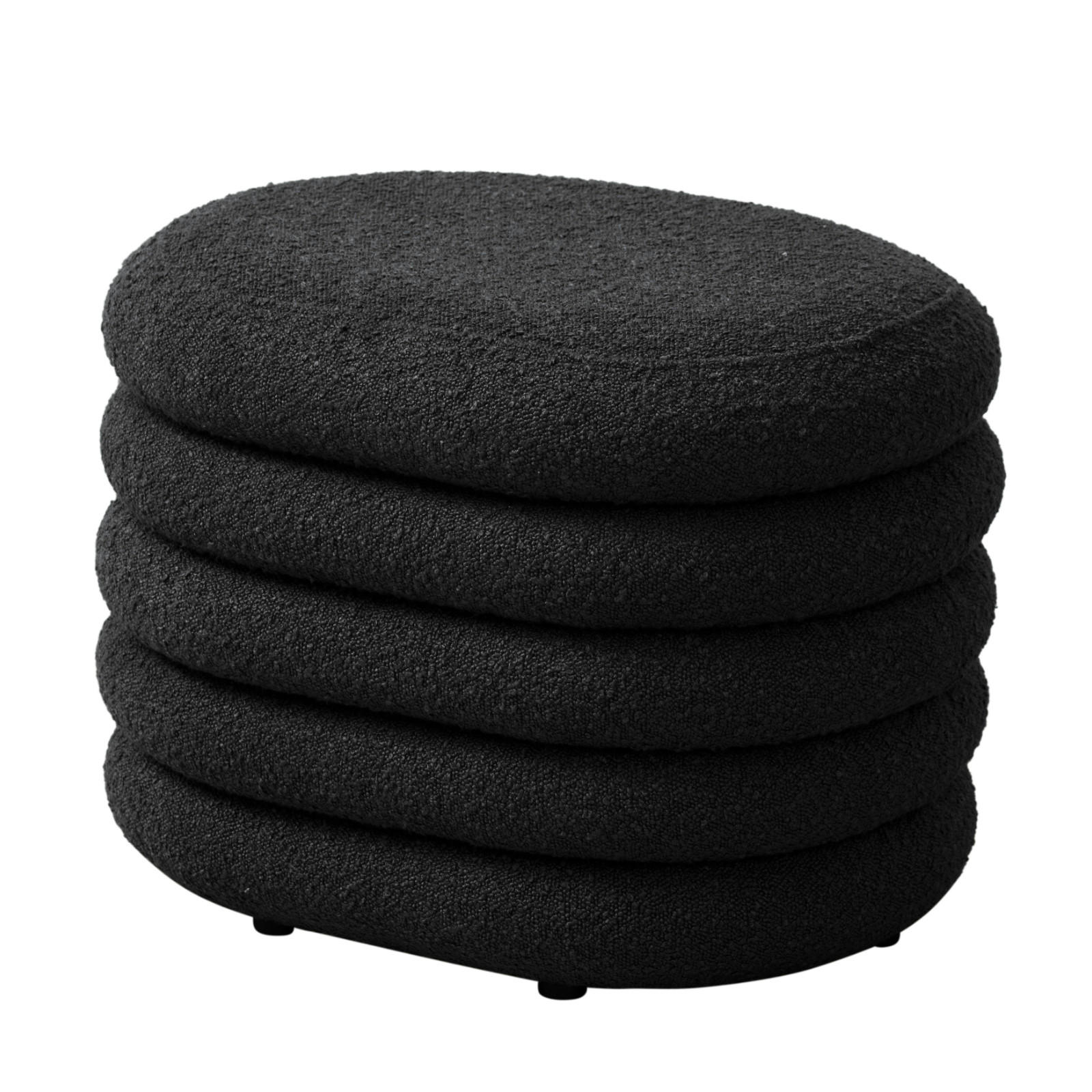 HOCKER Blossom S mit Stauraum Sitzhocker Ottomane Boucle-Polster Schwarz - Schwarz, Textil (60/42/45cm) - SVITA