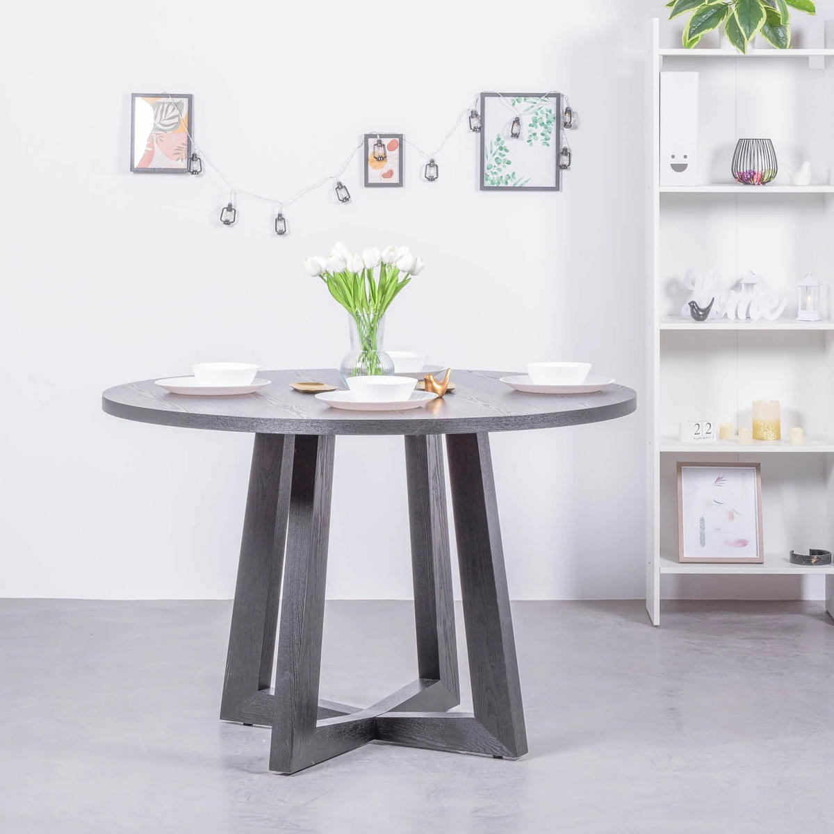 ESSTISCH Rund Schwarz 115/115/77 cm - Schwarz, Holz (115/115/77cm) - Nest Dream