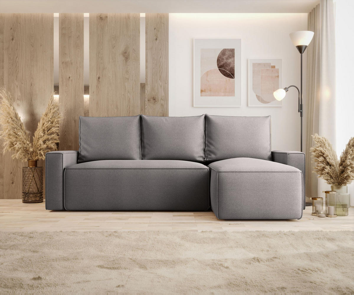ECKSOFA mit Schlaffunktion SAVIO Curio 83 Rechts - Grau, Textil (232/140cm) - Bedante
