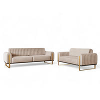 SOFASET Valerie 3-2 - Beige, Holzwerkstoff/Textil (228/79/90cm) - Fun Möbel