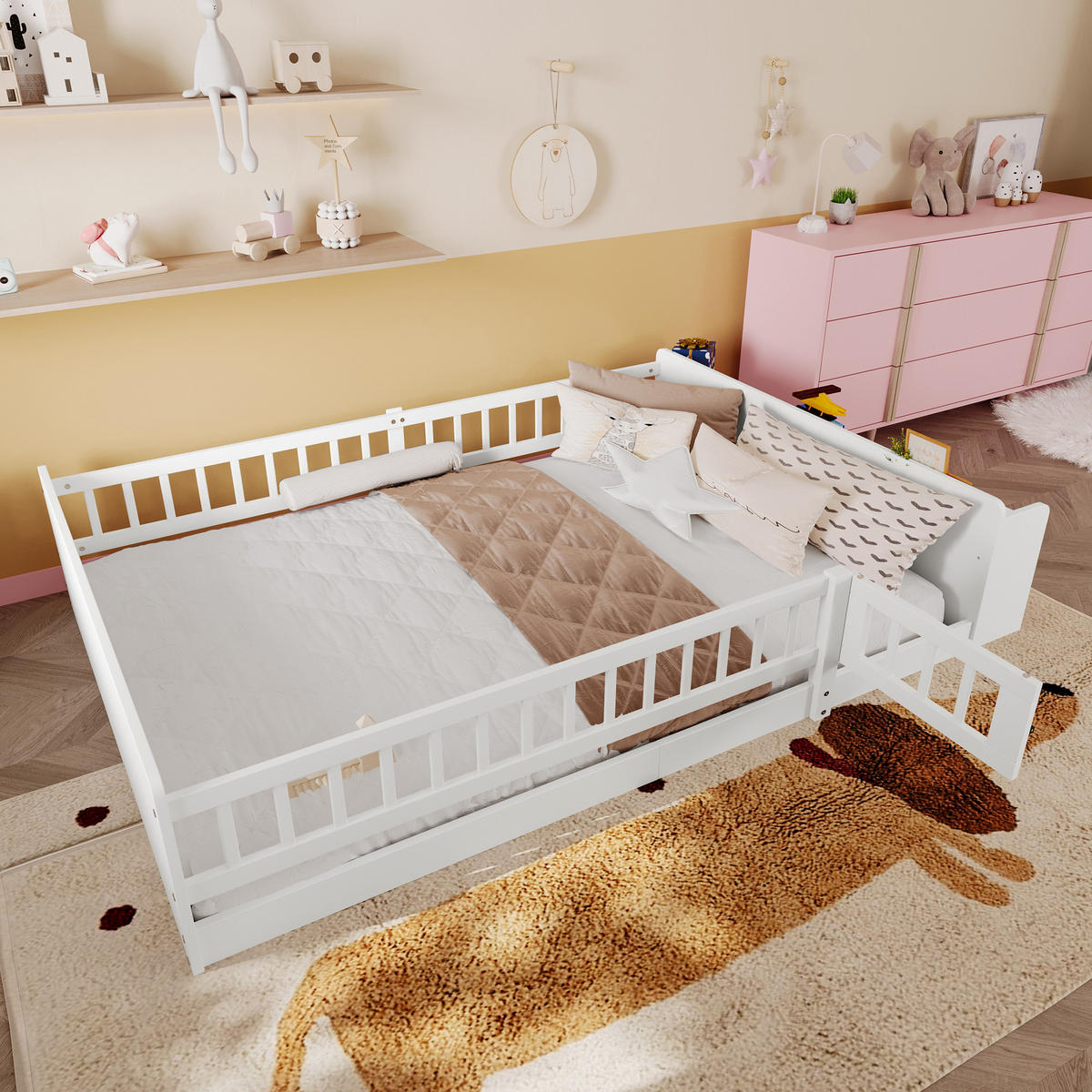 HOLZBETT 140x200cm Weiß Kiefer Kinderbett Einlegeböden - Weiß, Holz (140/200cm) - FLIEKS