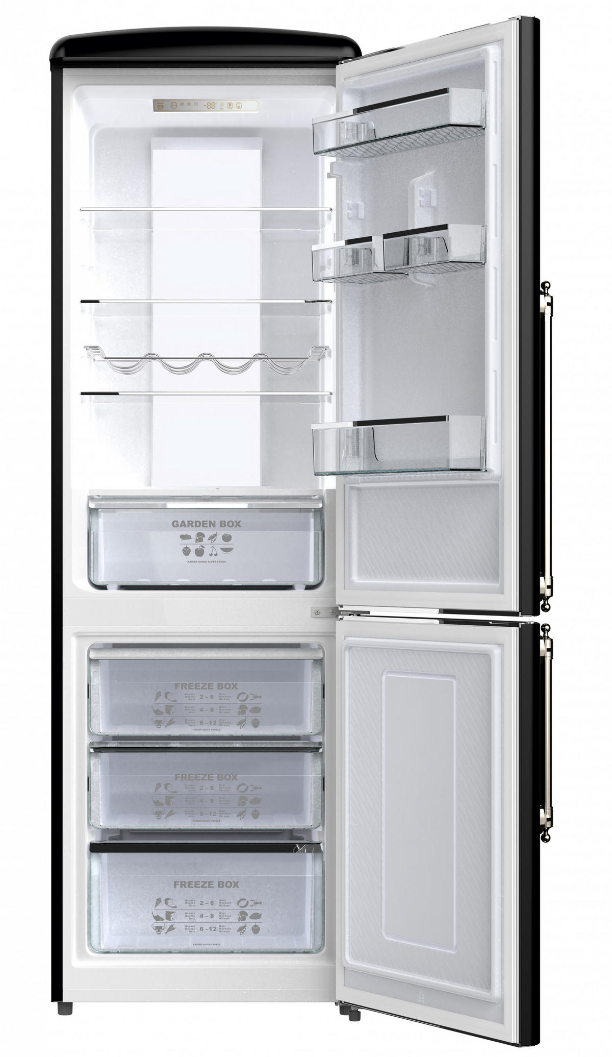 KÜHLSCHRANK KK 60825 Em, Schwarz, 60 cm breit, 330 L, NoFrost, 199 cm - Schwarz, Metall (59.5/199/73.5cm) - Kaiser Küchengeräte