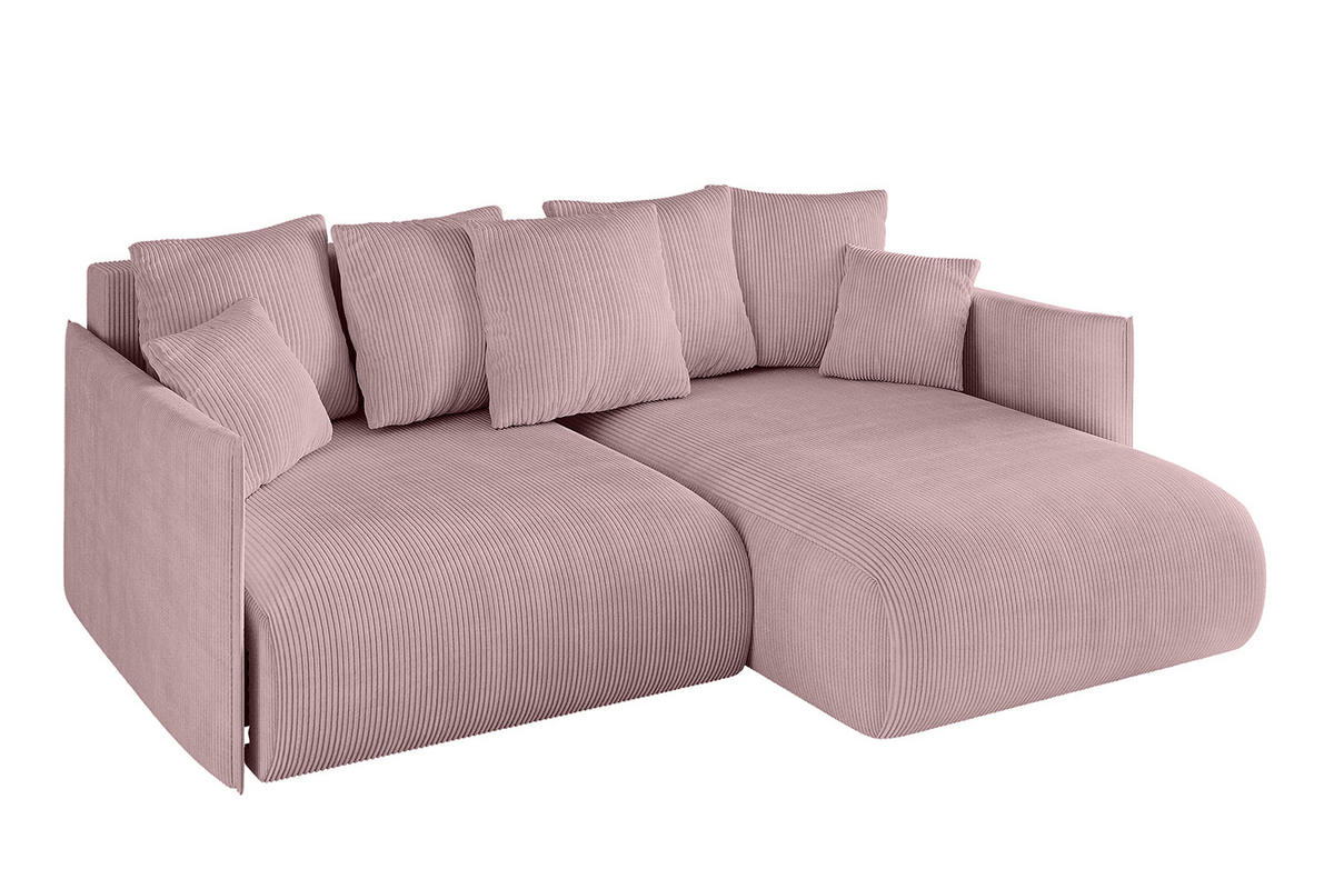 ECKSOFA Ottomane rechts ONESK-L 216x177x72 Rosa Cord - Rosa, Holzwerkstoff/Kunststoff (177/216cm) - ALTDECOR