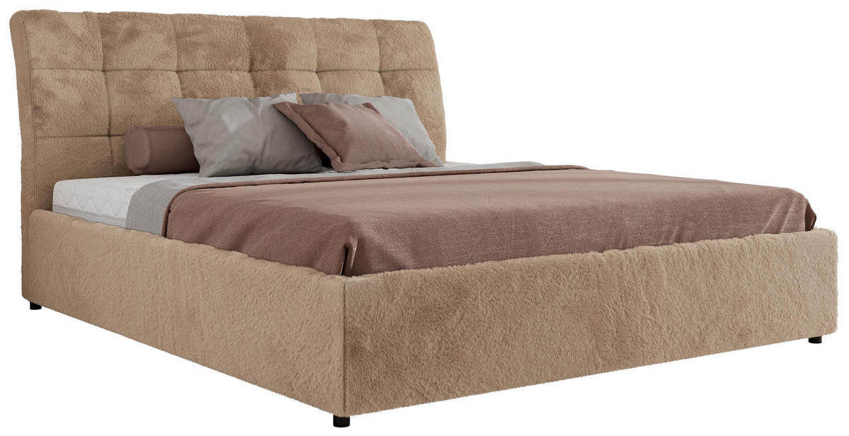 POLSTERBETT GALA CLASSIC 200/200 - Beige Plüsch - Schaum-Matratze - Beige, Textil (200/200cm) - MKS