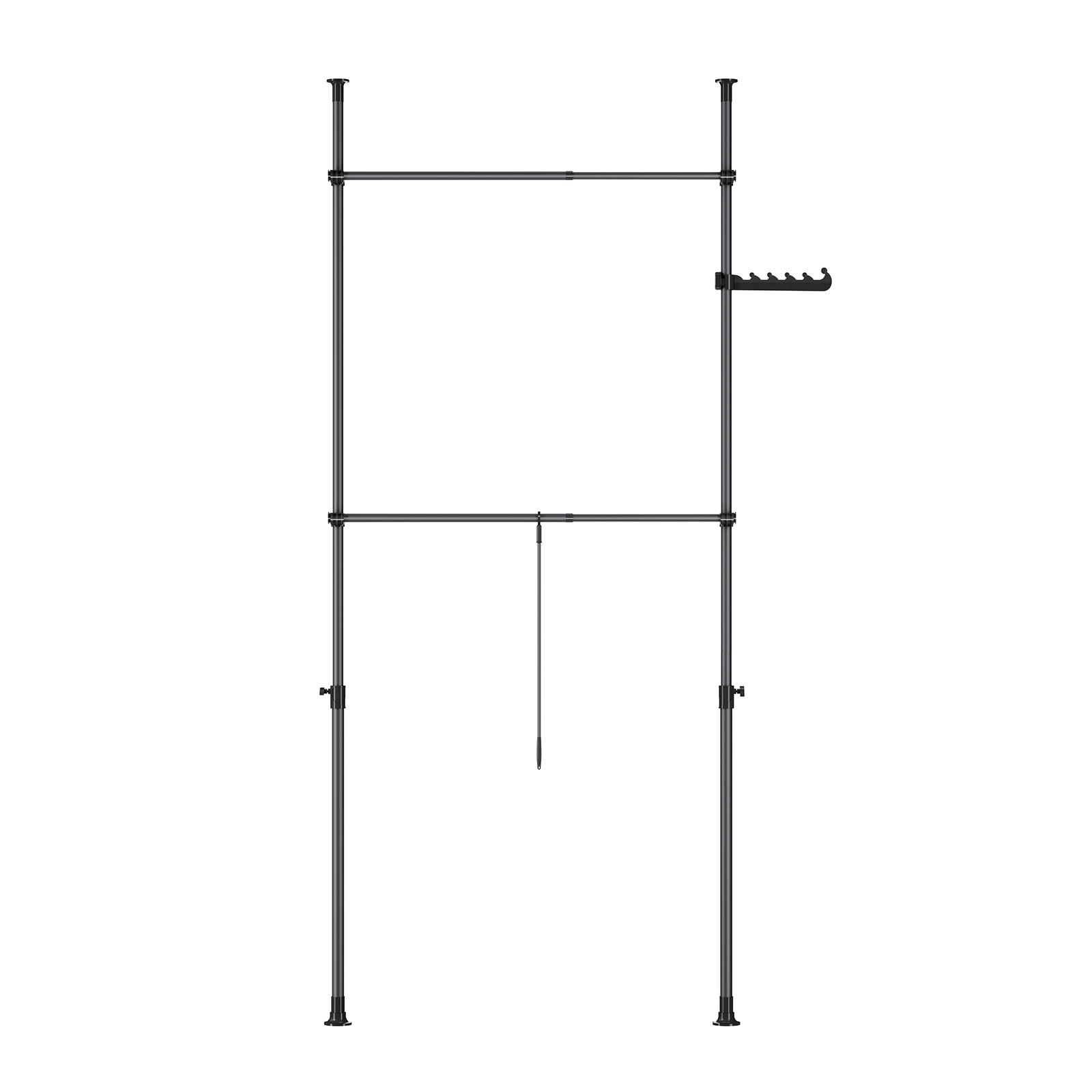 TELESKOP KLEIDERSTÄNDER Schwarz, B(75–126) × H(200–295) cm - Schwarz, Kunststoff (126/295/1cm) - SoBuy
