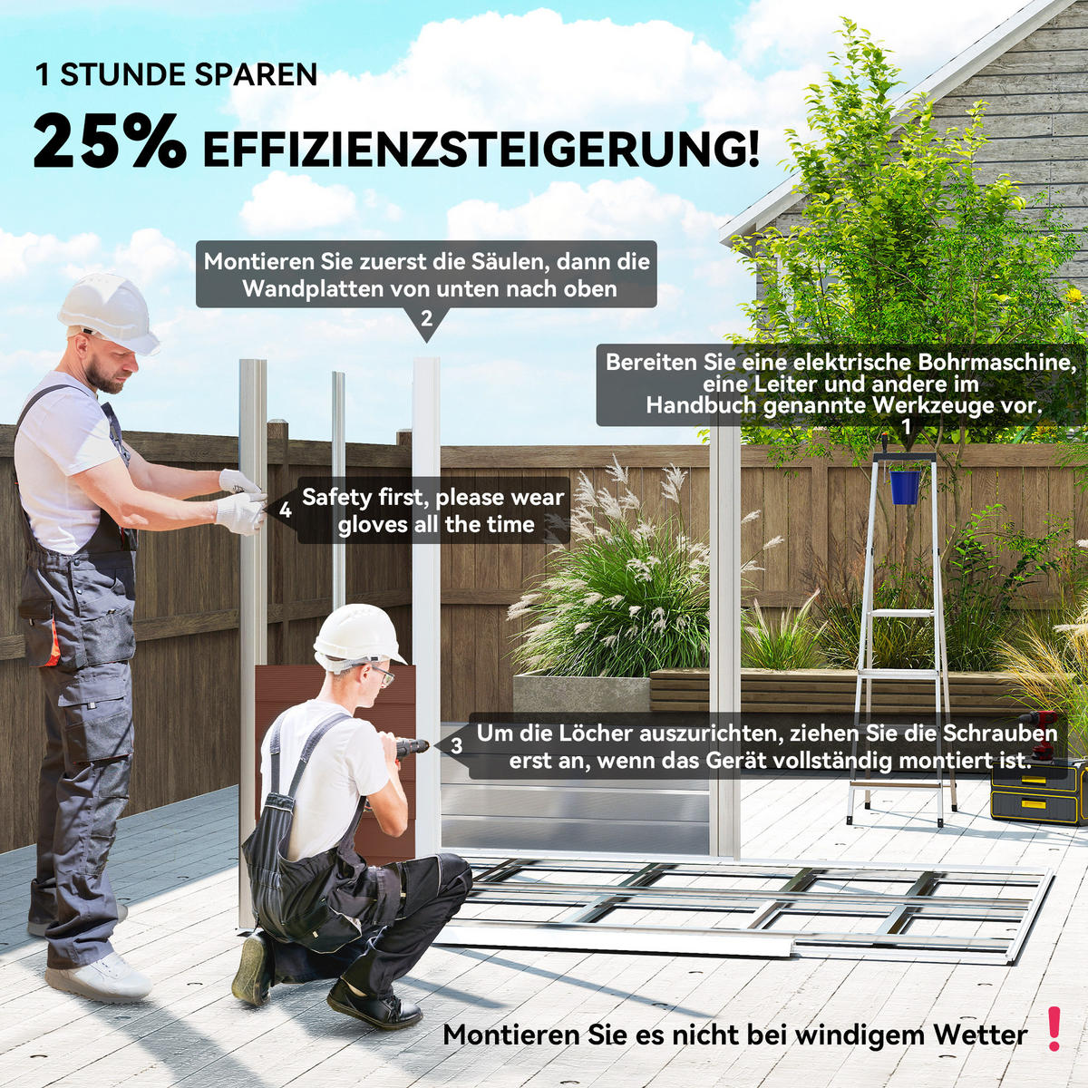 GERÄTEHAUS 4,4 m² Gartenhaus mit Pultdach, Schiebetür, Fundament Geräteschuppen - Braun, Metall (206/198/240cm) - Outsunny