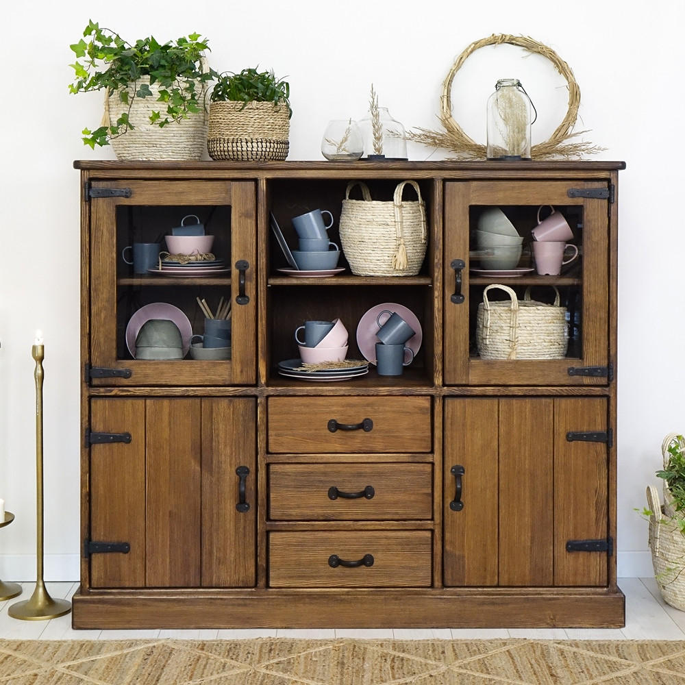 BUFFET aus Massivholz Rustyk - Dunkelbraun/Schwarz, Holz (152/129/46cm) - Seart