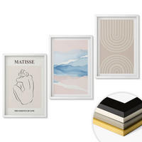 WANDBILDER 3er-Set - 40x60 cm Weißer Rahmen - Linien, Wellen, pastellfarbener Minimalismus - Weiß, Kunststoff (40/60cm) - ArtPrintCave