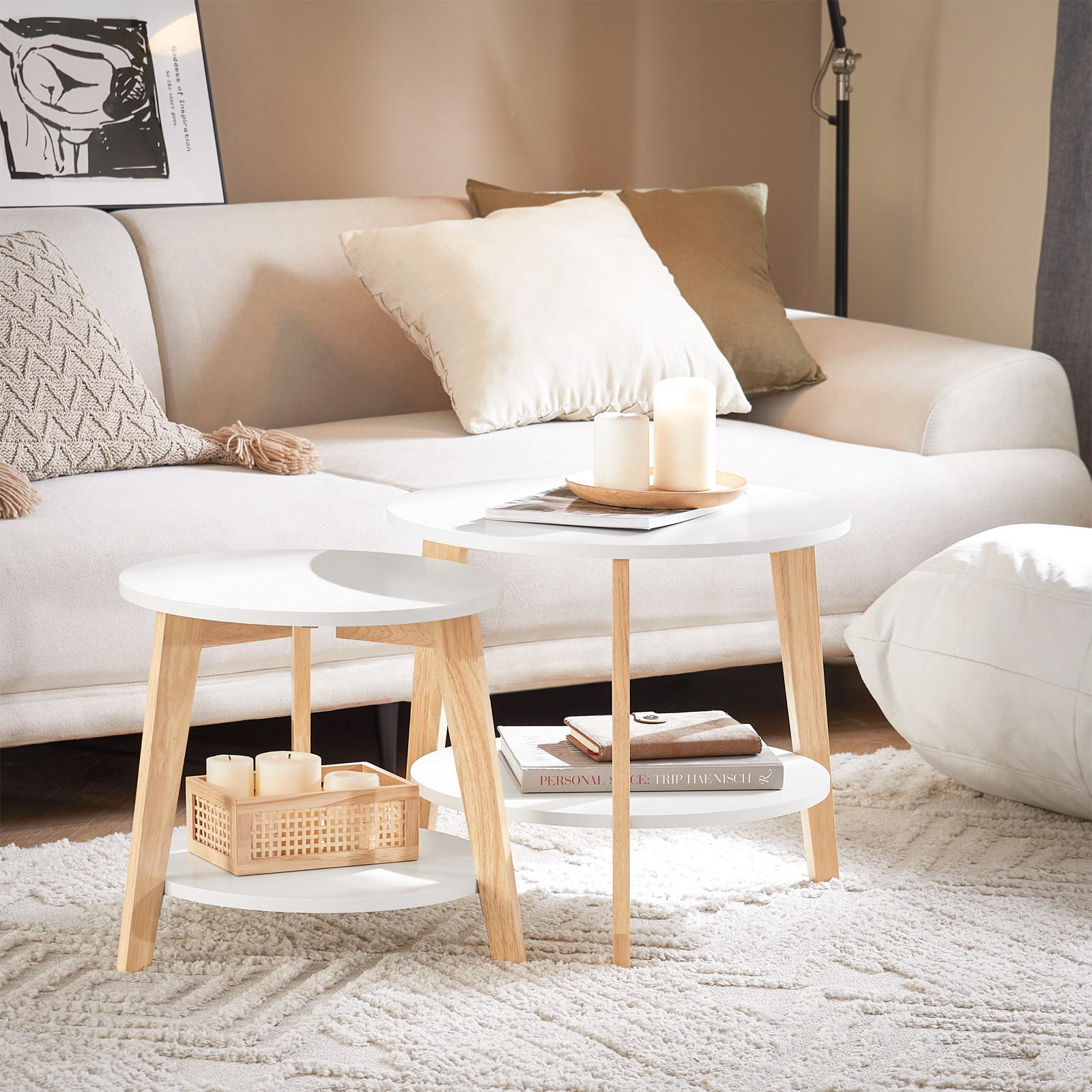 Thumbnail - SoBuy Couchtisch, Weiß, Holzwerkstoff, 50x45x46 cm, Wohnzimmer, Wohnzimmertische, Beistelltische