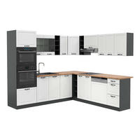 ECKKÜCHE R-Line Weiß Landhaus/Anthrazit 237 x 247 cm, AP Eiche - Anthrazit/Weiß, Holzwerkstoff (247/81.6/60cm) - Vicco