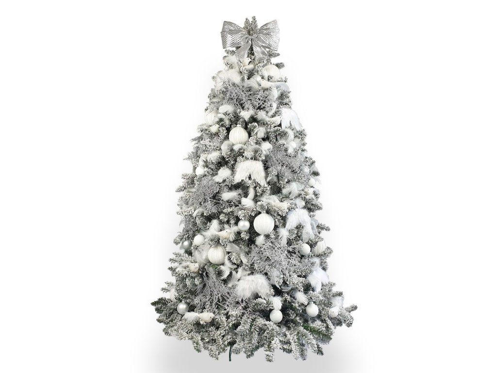 WEIHNACHTSBAUM künstlicher 210 cm, SCHNEEKÖNIGIN, mit 90-teiligem Weihnachtsbaumschmuck, inkl. Metallständer und Aufbewahrungsbox - Silberfarben/Weiß, Kunststoff/Metall (127/210cm) - LAALU