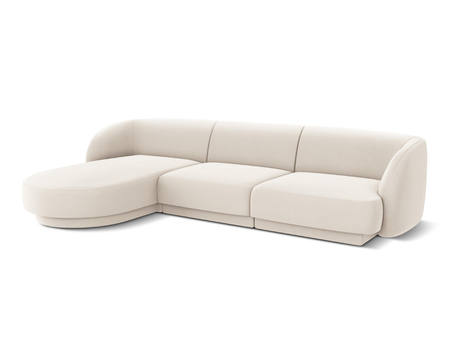 ECKSOFA links Miley aus Samt leichtes beige 4 Sitzplätze - Beige, Textil (156/255cm) - Micadoni