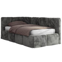 JUGENDBETT ARVO 90/200 - Dunkelgrau Plüsch - Pocket-Matratze - Links Seite - Dunkelgrau, Textil (90/200cm) - MKS