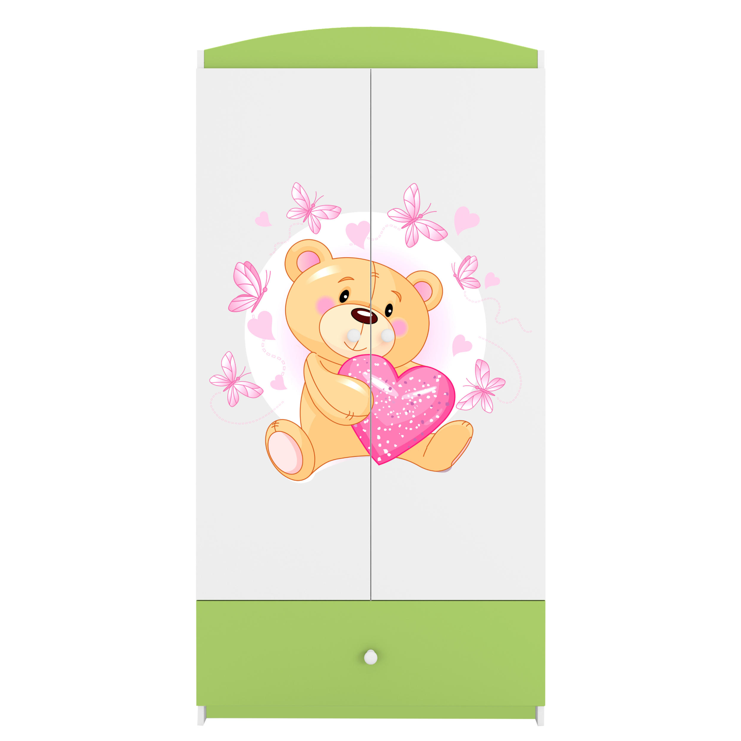 KINDERKLEIDERSCHRANK Teddybär I - Grün, Holzwerkstoff (90/175/52cm) - RAUMHIRSCH FURNITURE