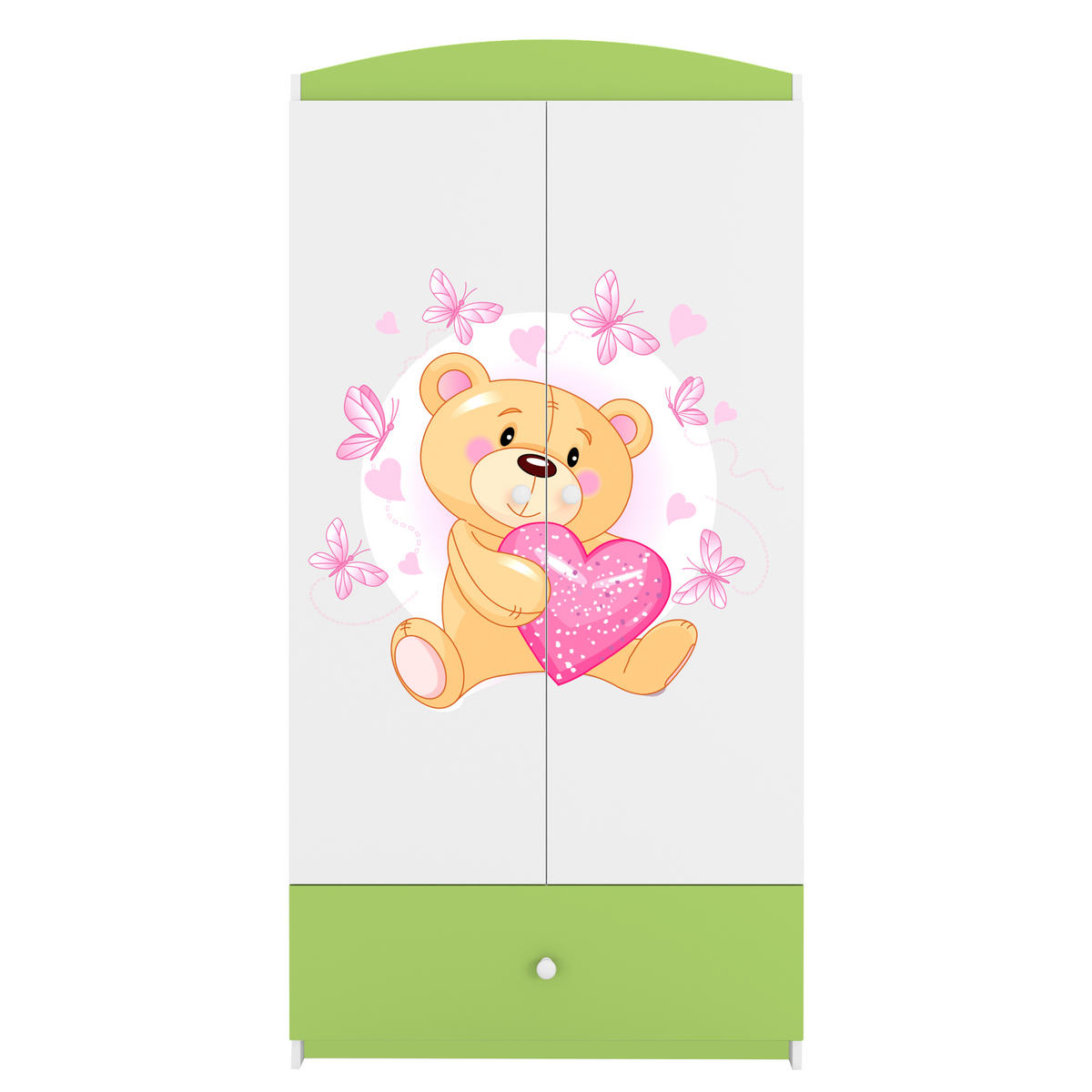 KINDERKLEIDERSCHRANK Teddybär I - Grün, Holzwerkstoff (90/175/52cm) - RAUMHIRSCH FURNITURE