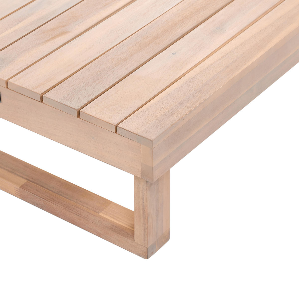 OUTDOOR-COUCHTISCH 60/110 cm zertifiziertes Akazienholz Hellbraun Marettimo - Hellbraun/Braun, Holz (60/110/25cm) - Beliani