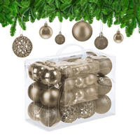 50-TLG.WEIHNACHTSKUGELN-SET - Creme, Kunststoff (6/7/6cm) - Relaxdays