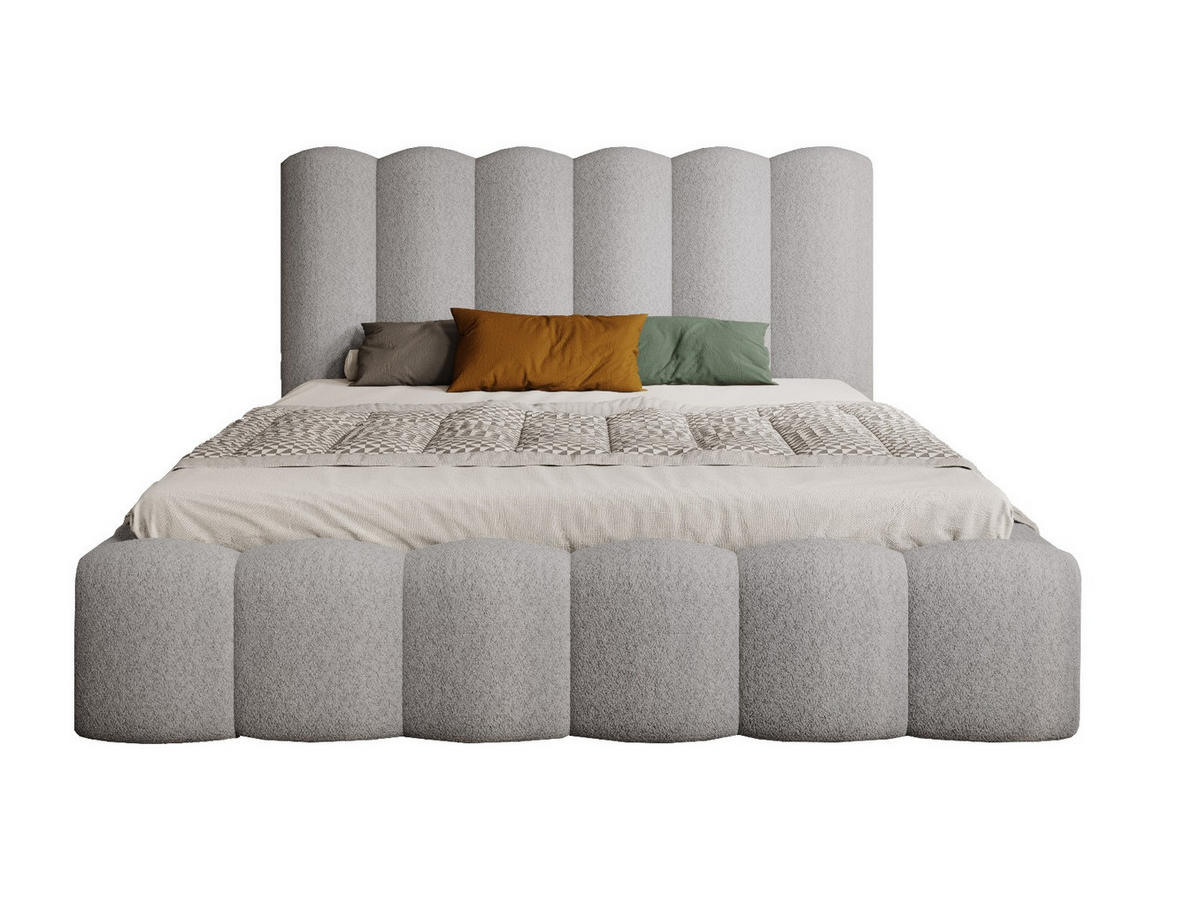 POLSTERBETT Polsterbett Mona V 180x200 cm – Elegantes Bett mit Stauraum & Modernem Kopfteil, Esche - Eschefarben/Schwarz, Holzwerkstoff/Kunststoff (180/200cm) - DomoHome