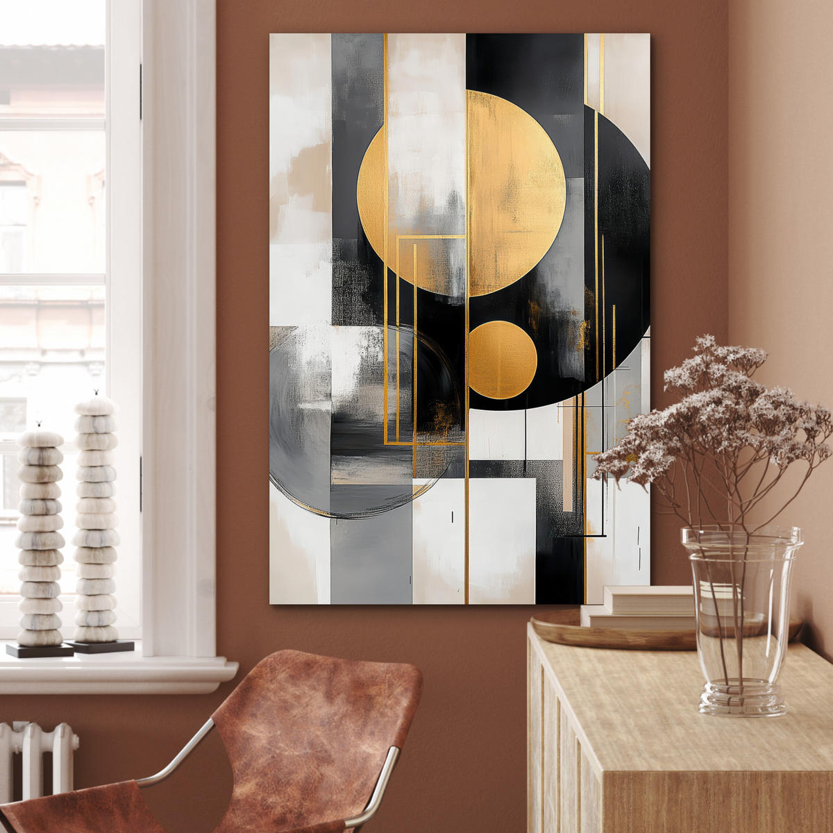 METALLBILD Abstrakt - Gold - Silber - Formen - Ästhetisch - Modern 60x90 cm - Goldfarben, Metall (60/90cm) - MuchoWow