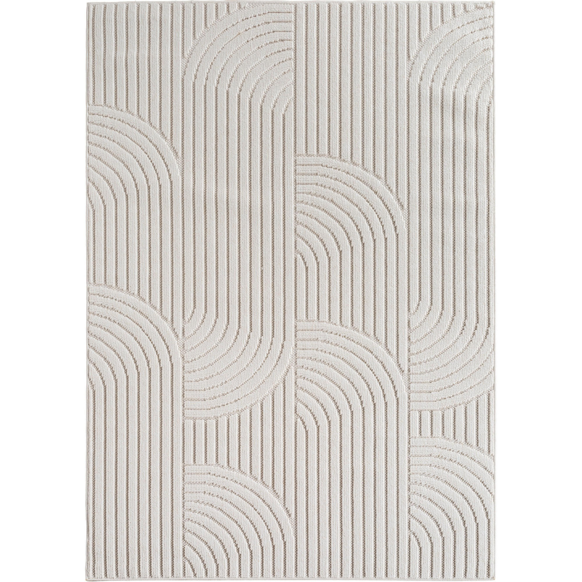 TEPPICH Flachgewebe LANGAU in Creme, mit geometrischen Bögen, 240 x 340 cm - Beige, Textil (240/340cm) - KADIMA DESIGN