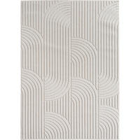 TEPPICH Flachgewebe LANGAU in Creme, mit geometrischen Bögen, 240 x 340 cm - Beige, Textil (340/240cm) - KADIMA DESIGN
