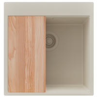 SPÜLBECKEN Oslo, 2-er set Beige 48/50 cm 1 Becken + Ablauf-Set + Schneidebrett ab 50er Unterschrank - Beige, Kunststoff (48/20/50cm) - Primagran